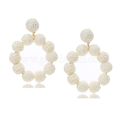 Orecchini pendenti a perno in rafia&nbsp;FS-WG6C817-02-1