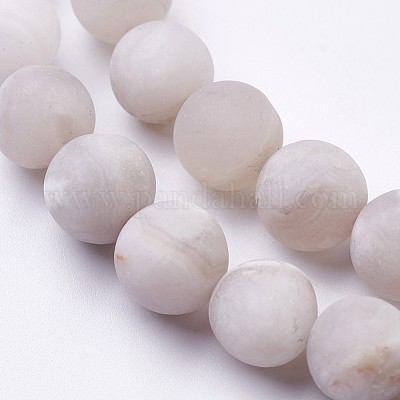 Chapelets de perles en agate blanche naturelle&nbsp;X-G-J376-02-8mm-1