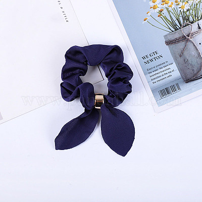 Rabbit Ear Polyester Elastic Hair Accessories, for Girls or Women, with  Iron Findings, Scrunchie/Scrunchy Hair Ties, Midnight Blue, 140x90mm