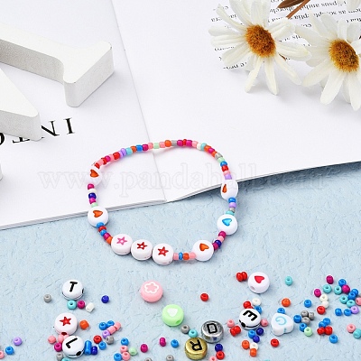 DIY Jewelry Making Kits, Including Round Glass Seed Beads, Flat Round  Acrylic Beads, Elastic Crystal Thread, Tweezers, Scissors, Alloy Clasps and  Iron