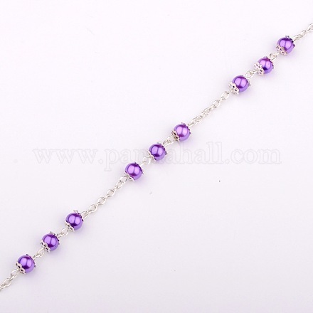 Fatti a mano rotonda perline perle di vetro catena per collane bracciali fare AJEW-JB00056-03-1