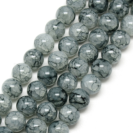 Cuisson peints en verre craquelé brins de perles X-DGLA-Q023-8mm-YS49-1