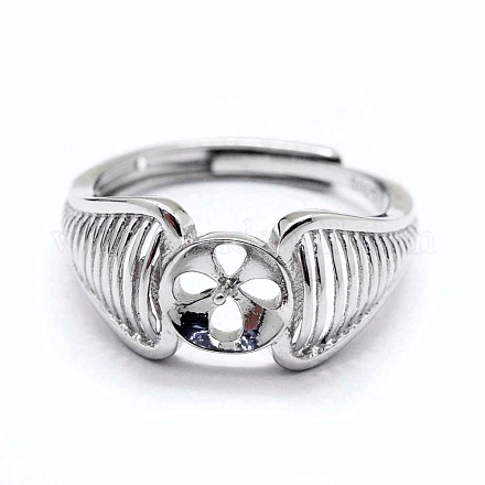 Adjustable 925 Sterling Silver Ring Components STER-I016-027P-1