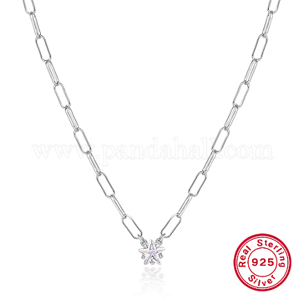 925 collar con colgante de circonita cúbica de plata de ley para mujer. UW1038-3-1
