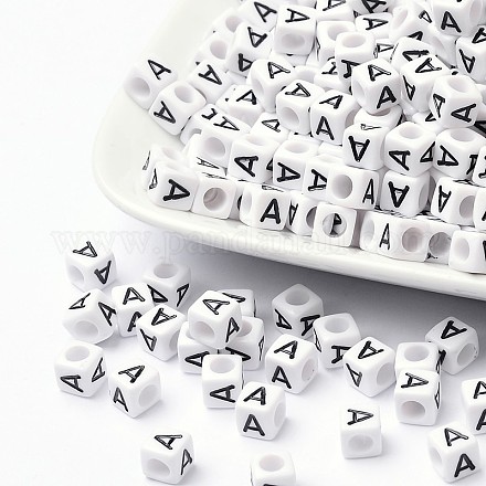 Perles européennes de lettre en acrylique X-OPDL-R050-10mm-A-1