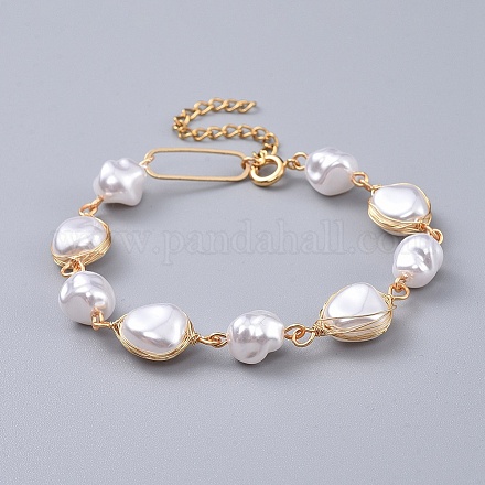 Bracciali di perle di plastica imitazione perla X-BJEW-JB04549-1