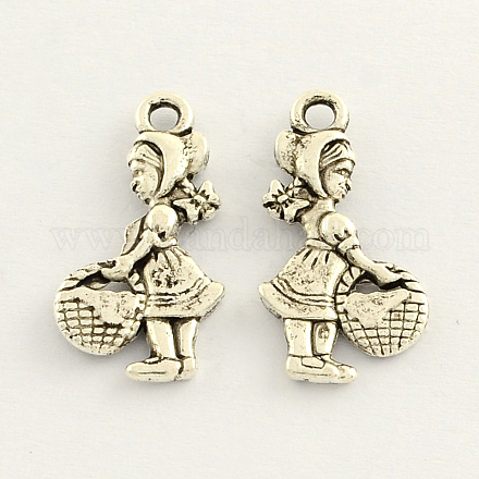 Stile tibetano in lega di zinco ragazza pendenti TIBEP-R333-012-1