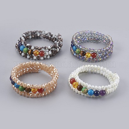 Electroplate Glass Wrap Bracelets BJEW-JB04020-1