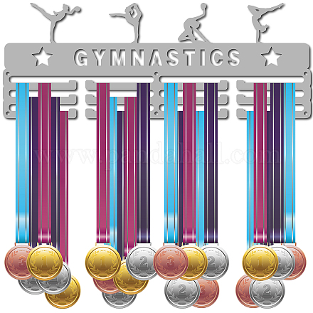 CREATCABIN Medal Holder Gymnastics Display Hanger Over 60 Medals Rack Sports Awards Metal Lanyard Holder Rack Sturdy Wall Mounted for Athletes Champions Players Silver 15.7 x 5.9inch ODIS-WH0023-050-1