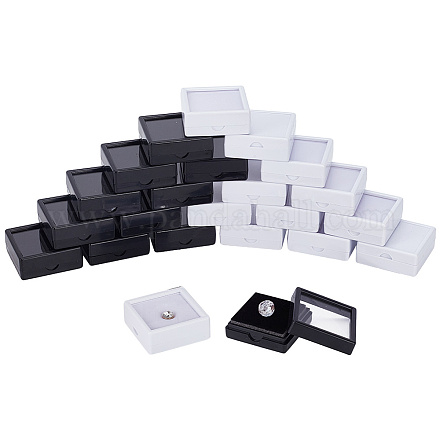 Ahadermaker 24 Stück 2 Farben quadratische Acryl-Displayboxen mit losen Diamanten CON-GA0001-16-1