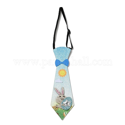 Пасхальная тема кролик яйцо блестки фетровый галстук AJEW-C030-01C-1