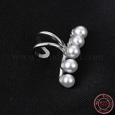 Rhodinierte Ohrclips mit 925 Perle aus Sterlingsilber EJEW-BB72156-1