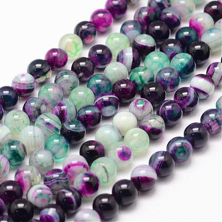 Chapelets de perles en agate rayée naturelle/agate à bandes G-K155-A-4mm-10-1