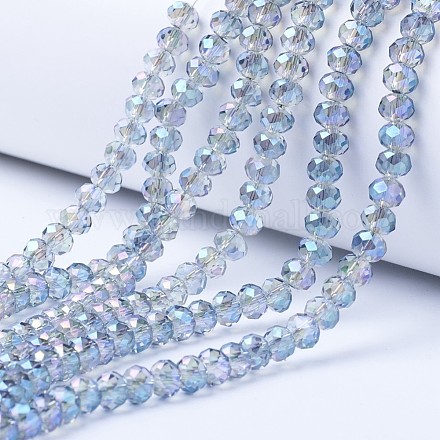 Electroplate Transparent Glass Beads Strands EGLA-A034-T4mm-Y05-1