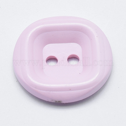2つ穴プラスチックボタン  フラットラウンド  ピンク  15x2mm  穴：1.5mm  約1440個/袋 BUTT-F064-01B-15mm-1
