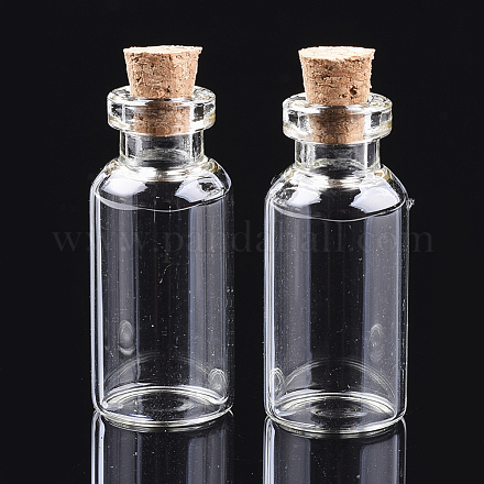 ガラスの瓶のガラスボトルは、コンテナをビーズ  コルク栓付き  ウィッシングボトル  透明  40x18mm  穴：7mm  容量：10ml（0.34液量オンス） AJEW-S074-01E-1