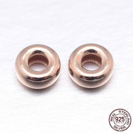 Real Rose Gold Plated Flat Round 925 Sterling Silver Spacer Beads STER-M103-02-4.5mm-RG-1