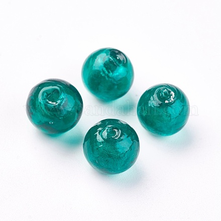 Perles en verre d'argent feuille manuelles SLR10MM22Y-1