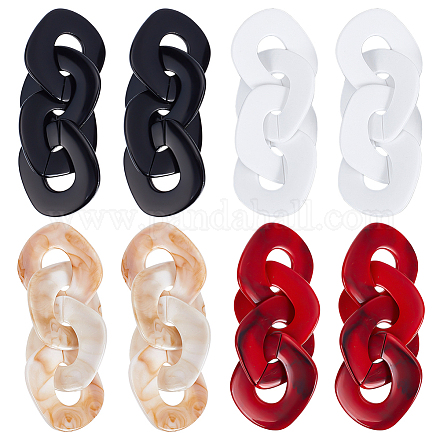 Anattasoul 4 paires 4 couleurs oeil de cheval acrylique boucles d'oreilles pendantes avec épingles en fer en acier pour les femmes EJEW-AN0004-11-1