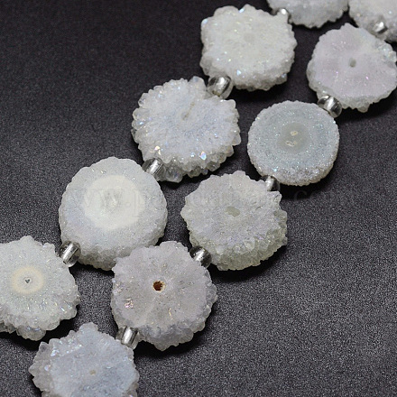 Natural Druzy Quartz Crystal Beads Strands G-F582-A15-1