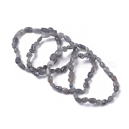 Bracelets extensibles de perle de labradorite naturelle X-BJEW-K213-33-1