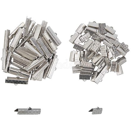 UNICRAFTALE Stainless Steel Ribbon Ends 100pcs 10mm/25mm Crimp Clamp End 2 Sizes Fasteners Clasp Leather Crimp Ends for Handmade Crafts Jewelry Making Findings STAS-UN0002-02P-1
