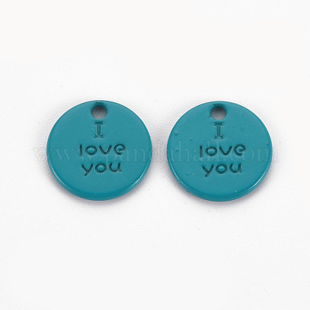 Spray Painted Alloy Charms for Valentine's Day PALLOY-Q433-027A-RS-1