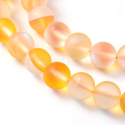 Chapelets de perles rondes en pierre de lune synthétique teinte G-L376-8mm-A03-1