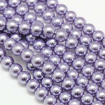 Brins de perles rondes en verre teinté écologique X-HY-A002-6mm-RB028-1