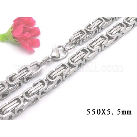 201 Stainless Steel Byzantine Chain Necklaces NJEW-V0306-03-1