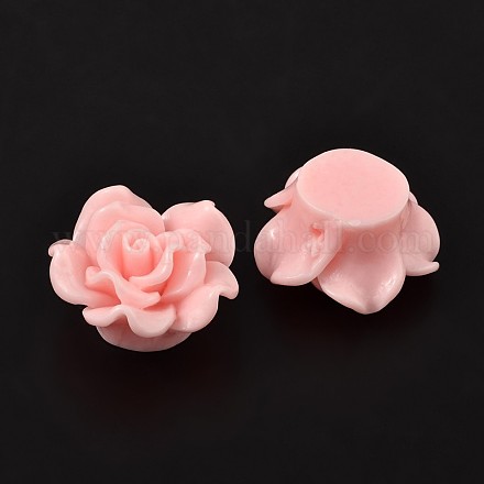パールピンクのバラの花の樹脂ビーズ  24x13mm  穴：1.5mm X-RESI-B3244-A118-1