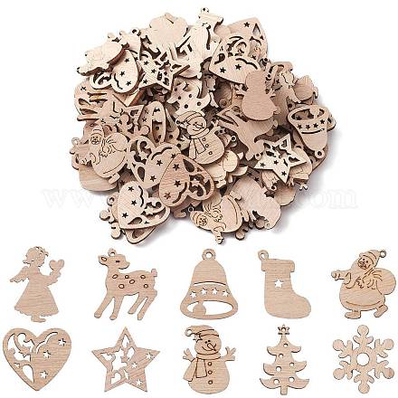 100 pz ornamenti natalizi in legno non finiti WOCR-CJ0001-02-1
