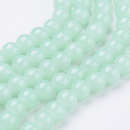 Imitation Jade Glass Beads Strands X-DGLA-S076-8mm-20-1