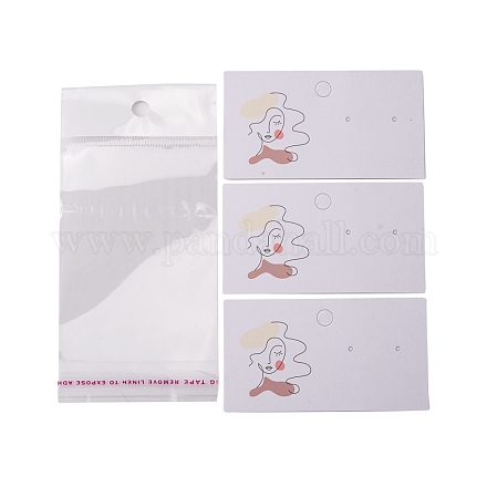 Cartes d'affichage de boucle d'oreille en carton rectangle pandahall elite 100 pièces CDIS-PH0001-40-1