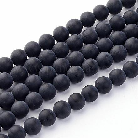 Grade A Natural Black Agate Beads Strands G447-3-1