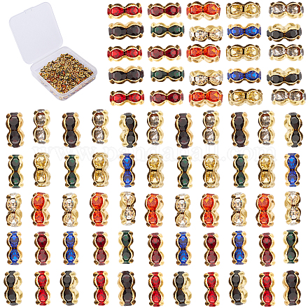 SUNNYCLUE Brass Rhinestone Spacer Beads RB-SC0001-02-1