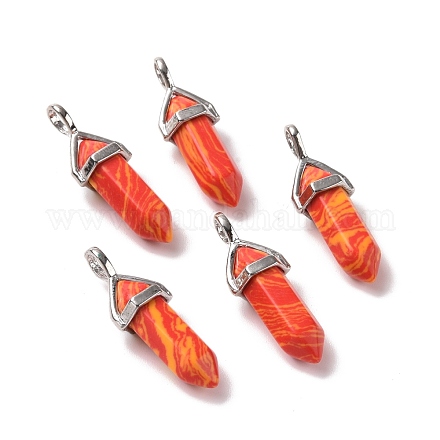 Synthetic Orange Red Malachite Pendants G-K329-02P-1