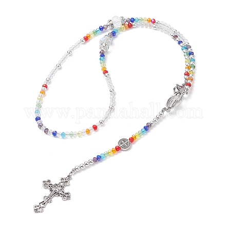 Collane di perline rosario con perline di vetro NJEW-JN04326-1