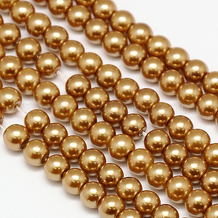 Umweltfreundliche runde Perlenstränge aus gefärbtem Glasperlen HY-A002-10mm-RB037-1