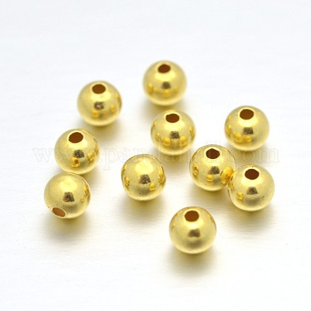 Perlas redondas de plata de ley {925} bañadas en oro real X-STER-E040-01C-1
