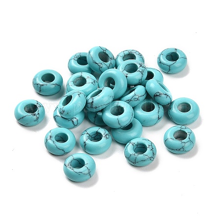 Perles Européennes turquoises synthétiques G-R488-02J-1