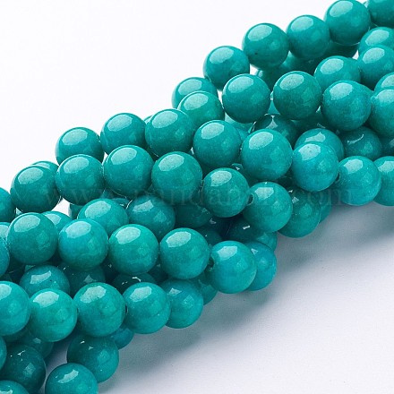 Chapelets de perles rondes en jade de Mashan naturelle G-D263-8mm-XS15-1