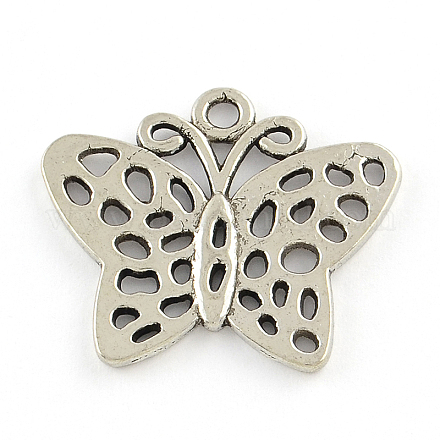 Tibetan Style Butterfly Alloy Pendants TIBEP-Q047-060-1
