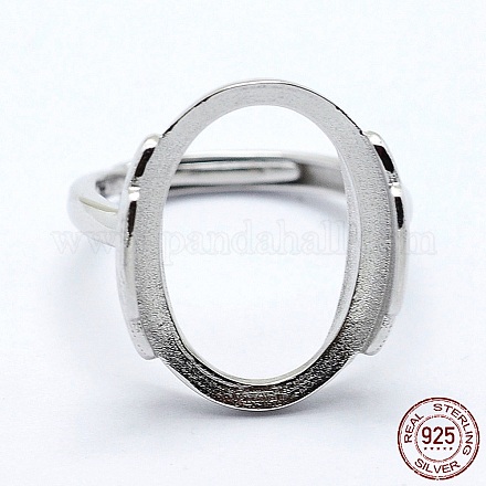 Rhodium Plated 925 Sterling Silver Finger Ring Components STER-G027-10P-1