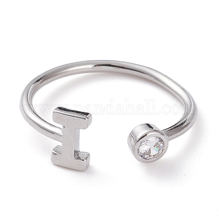 Латунные кольца из манжеты с прозрачным цирконием RJEW-Z005-I-P-1