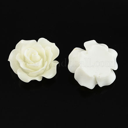 花の樹脂カボションローズ  ホワイト  20x20x10mm CRES-S245-13-1