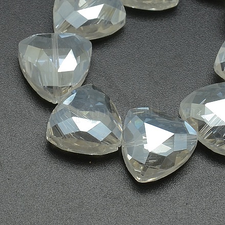 Electroplate Crystal Glass Triangle Beads Strands EGLA-F068A-01-1