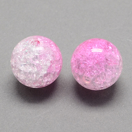 Two Tone Transparent Crackle Acrylic Beads CACR-R009-16mm-06-1