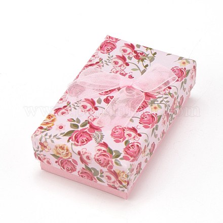 Boîte d'emballage de bijoux en carton à motif de fleurs CBOX-L007-003D-1