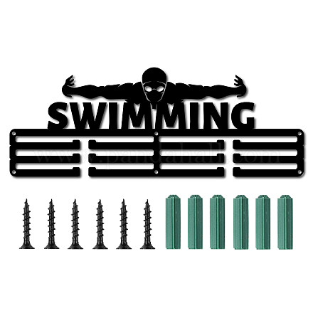 Schwimmer & Wort schwimmen Mode Eisen Medaille Aufhänger Halter Display Wandregal ODIS-WH0021-031-1